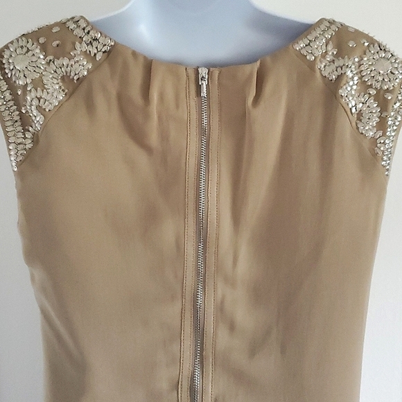 Tory Burch Oleander satin shift dress with silver embellished cap sleeve size 4. - Picture 6 of 6